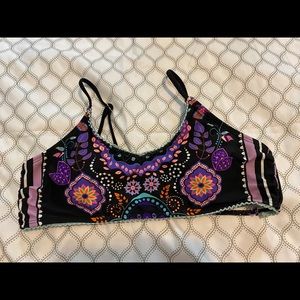 purple and black bathing suit set